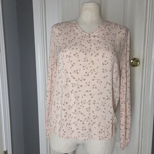 Blush Women's Size Small Floral Blouse. Caslon. Flowy Long Sleeve